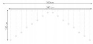 Vánoční osvětlení venkovní/vnitřní, Závěsné hvězdicové závěsy 136 LED, studená bílá, 5,6m