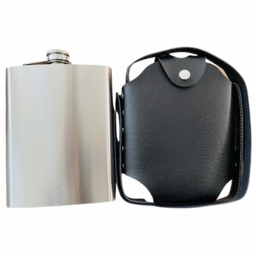 Luxusní placatka na alkohol MAXI v černé kůži Hip Flask